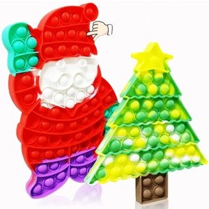 Christmas Santa Tree Fidget Pop It Push Pop Toy 2 Pack